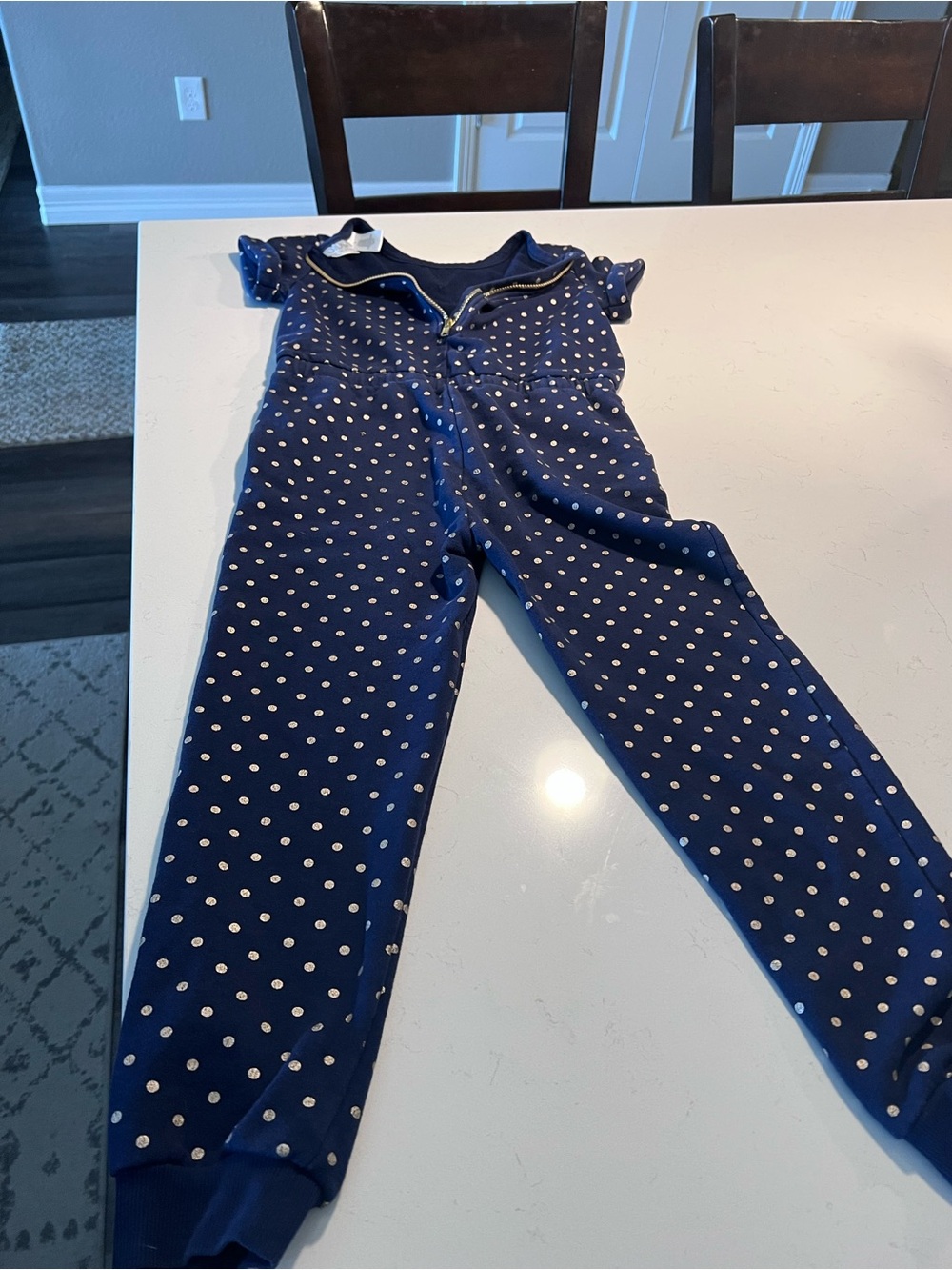 Us Angels Navy Polka Dot Zip Romper - Picture 2 of 7